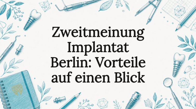 Attraktives Titelbild mit anschaulichen Illustrationen zum Thema Zahnimplantate