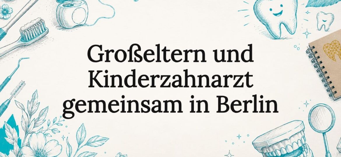 Verspielte Titelseite für die Kinderzahnarztpraxis mit liebevollen Illustrationen