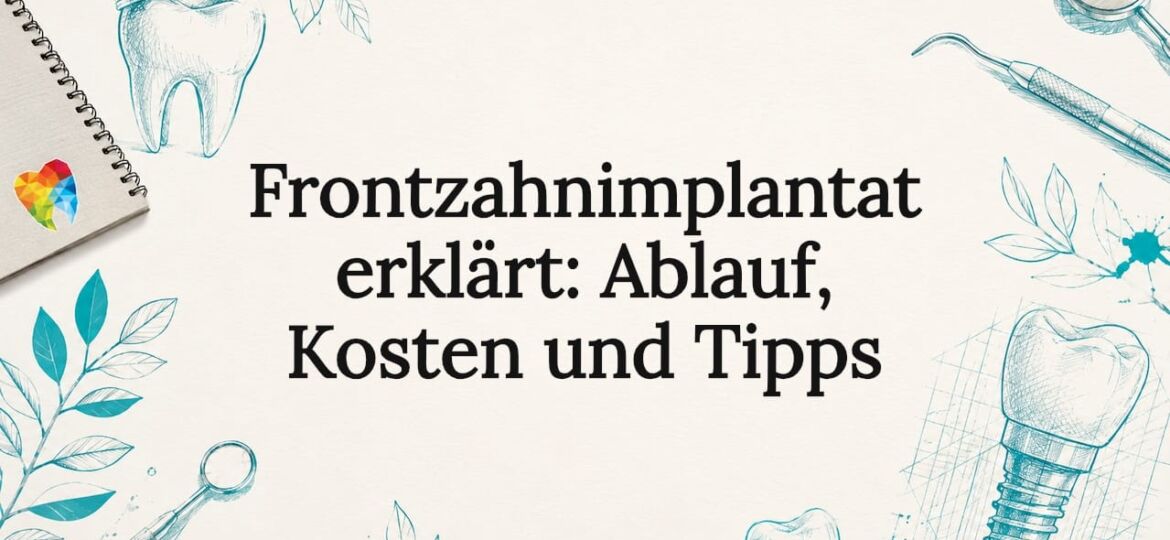Ansprechende Illustration als Eyecatcher für die Titelkarte eines Beitrags zum Frontzahnimplantat
