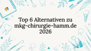 Der Titelbereich wird von illustrierten Zahnarztinstrumenten und dekorativen, botanischen Elementen in den Ecken eingerahmt.