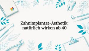 Stilvolle Titelseiten-Grafik mit botanischen Motiven und Elementen aus der Zahnmedizin
