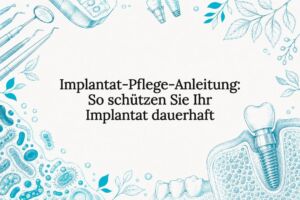 Illustrative Titelkarte zum Thema Pflege von Zahnimplantaten