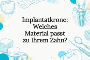 Dekorative Titelkarte für Implantatkronen und Materialien