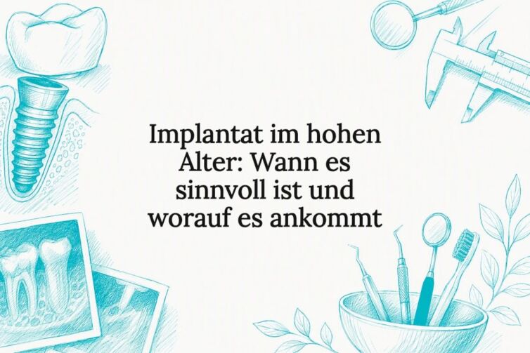Dekorative Titelseite zum Thema Implantate im Alter