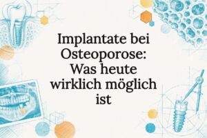 Titelbild mit Zahnimplantat und Knochenzeichnungen