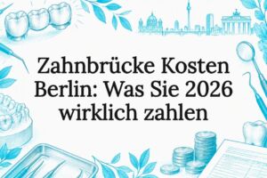 Skizzierte Zahnbrücke auf dekorativ gestaltetem Titelbild