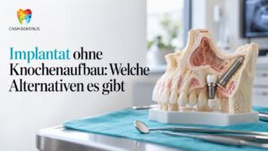 Kiefermodell mit kurzen, schräg gesetzten Implantaten